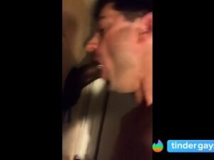 Amateur sucks big black cock at glory hole