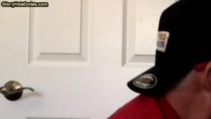 Homemade DILF sucks gloryhole pecker in amateur closeup